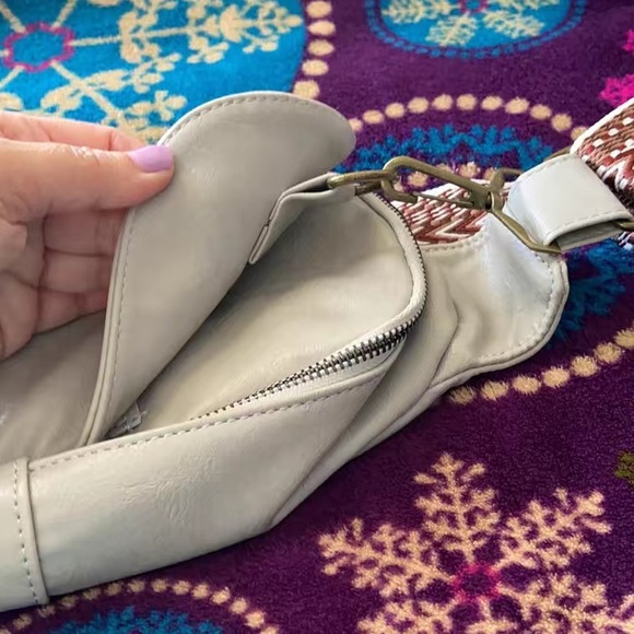 Gray Sling Crossbody Vegan Leather Bag - Picture 8 of 8